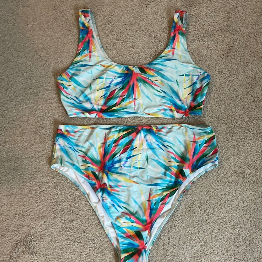 High wasted Colorful plus size bikini